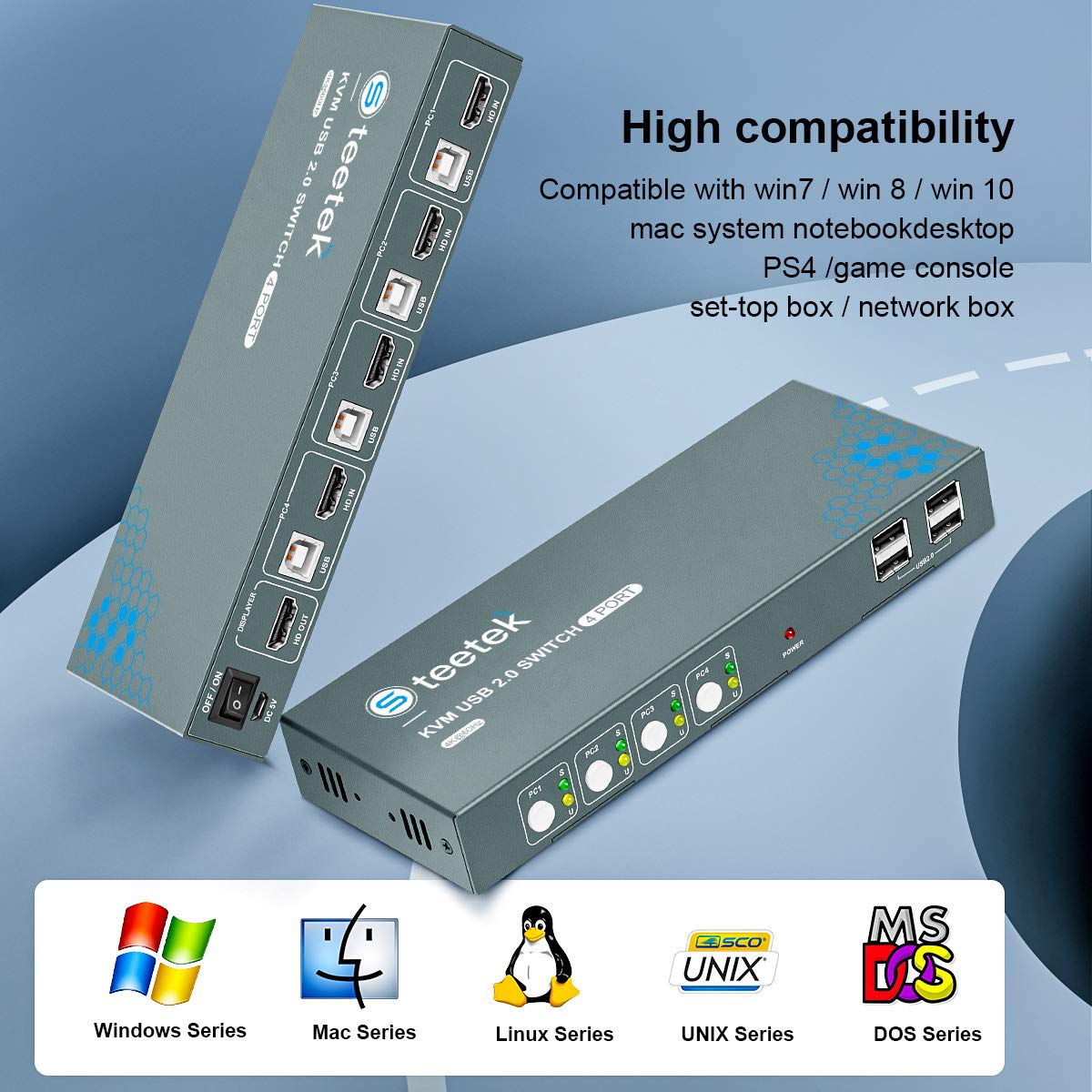 HDMI 4 Port 4K@60Hz USB KVM Switch with Cables N4473