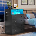 Black 4 Drawer Dresser with LED Lights and Charging Station J41706