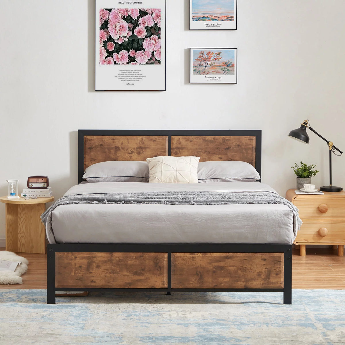 3-Piece Bedroom Set with Queen Size Bed Frame and Nightstands S606670