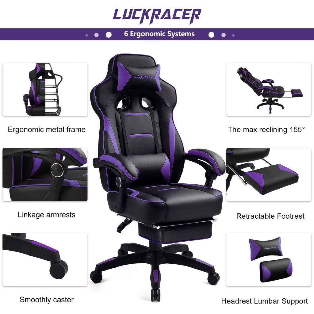 Purple Ergonomic Swivel Gaming Chair M878