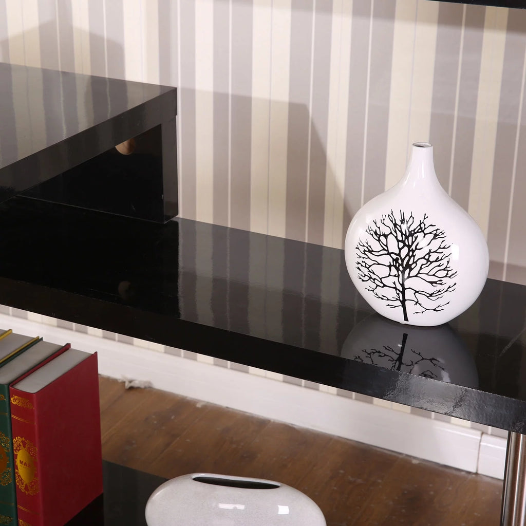 Black Corner Desk and Shelf Combo N411892
