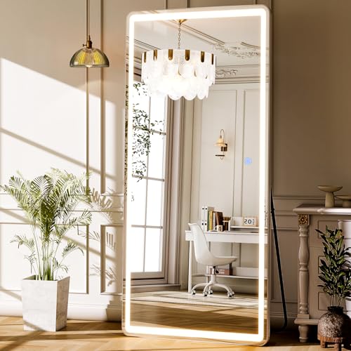 LED Full Length Mirror 71x32 inch Oversized White V13019