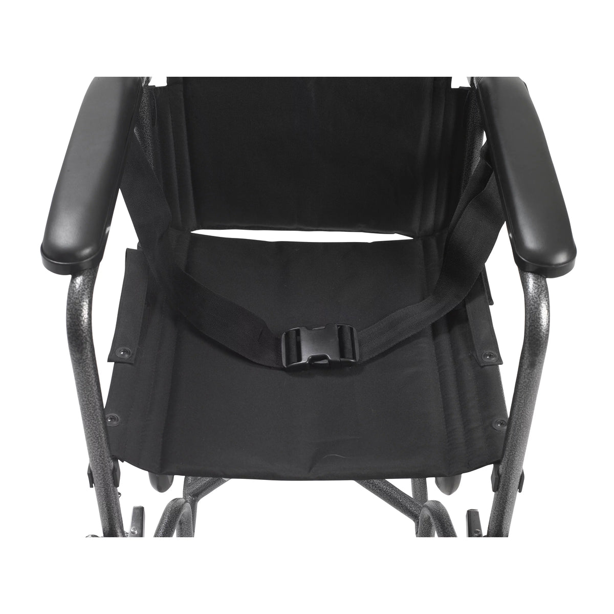 Lightweight Steel Transport Wheelchair, Fixed Full Arms, 19" Seat A3243