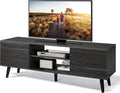Gray Oak TV Stand with Storage Cabinet and Open Shelves P251
