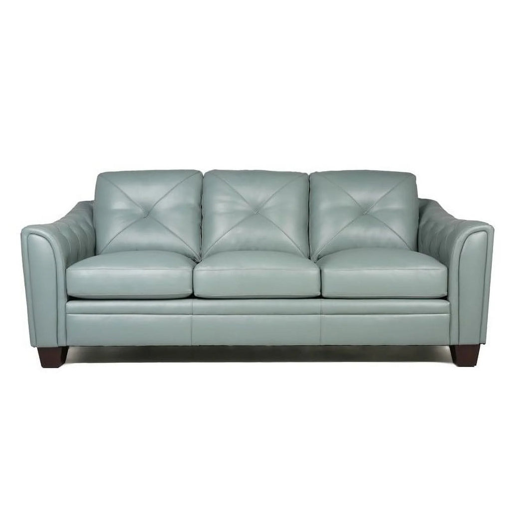 Spa Green Leather Tufted Back Sofa P678