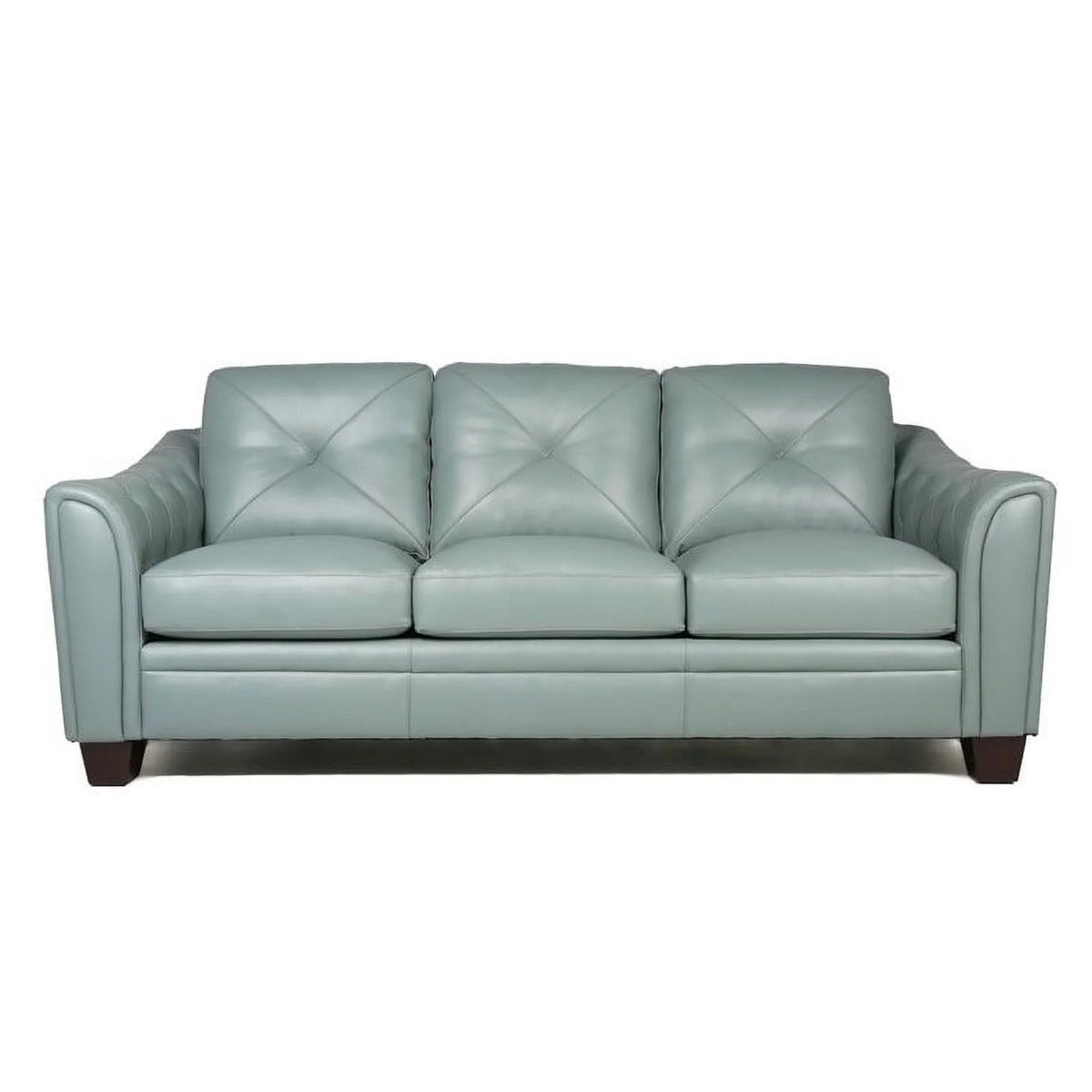 Spa Green Leather Tufted Back Sofa P678