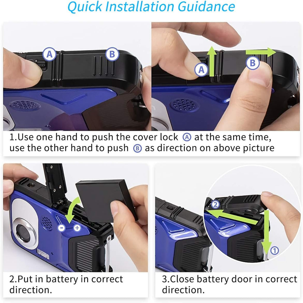 Waterproof Digital Camera 21MP 1080P Blue L569