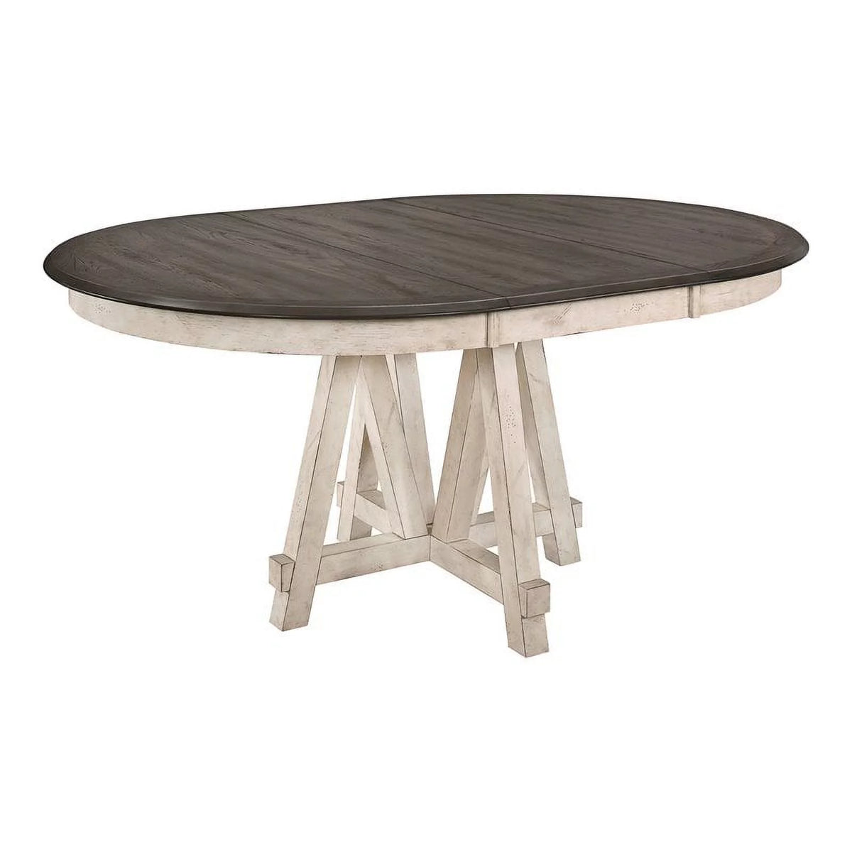 66" Round Farmhouse Wood Dining Table in Gray H829942