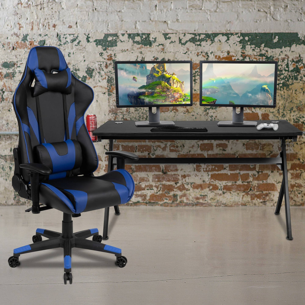 Black Reclining Gaming Chair Set with Cup Holder and Headphone Hook S449