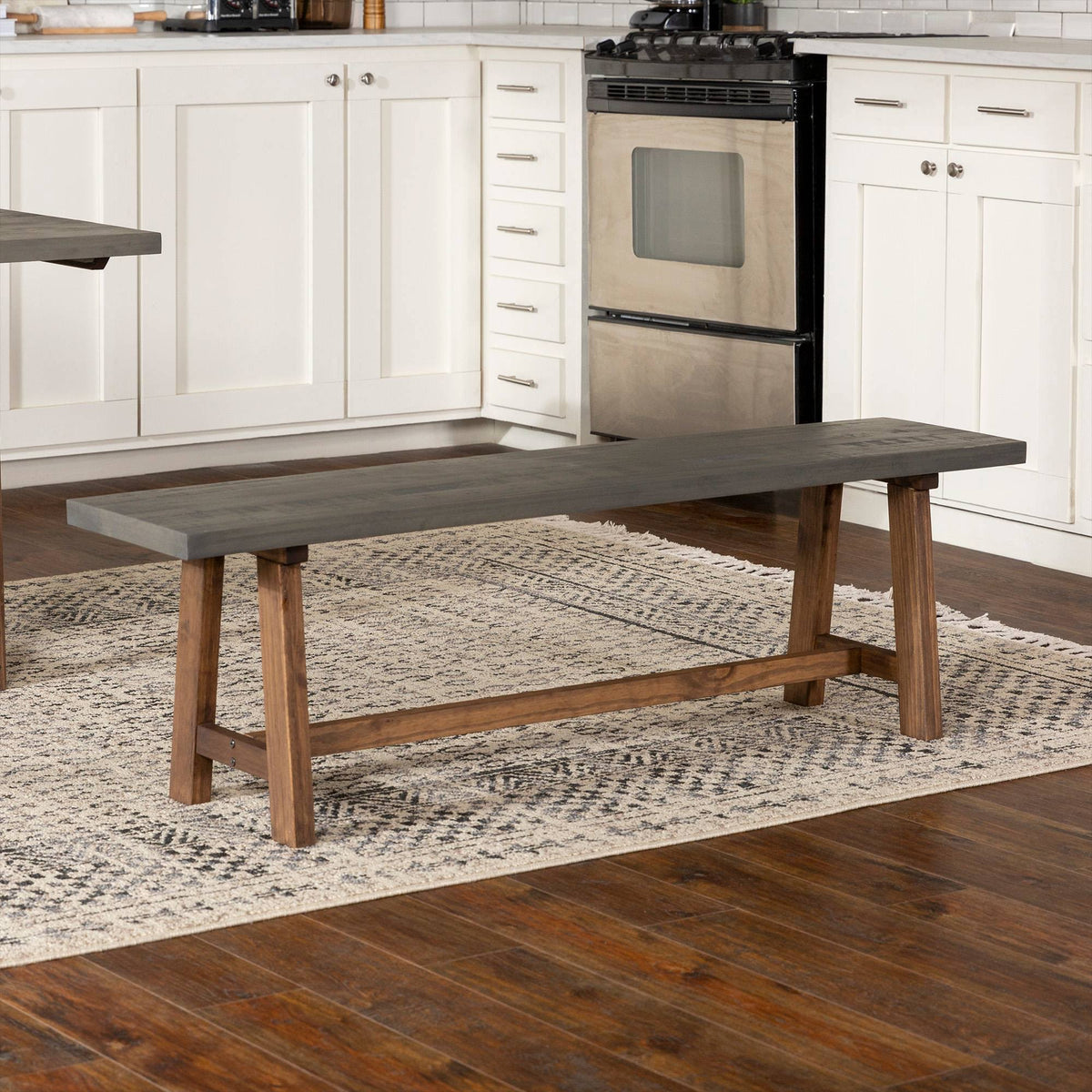 Solid Wood Trestle Dining Bench Gray/Brown D547732