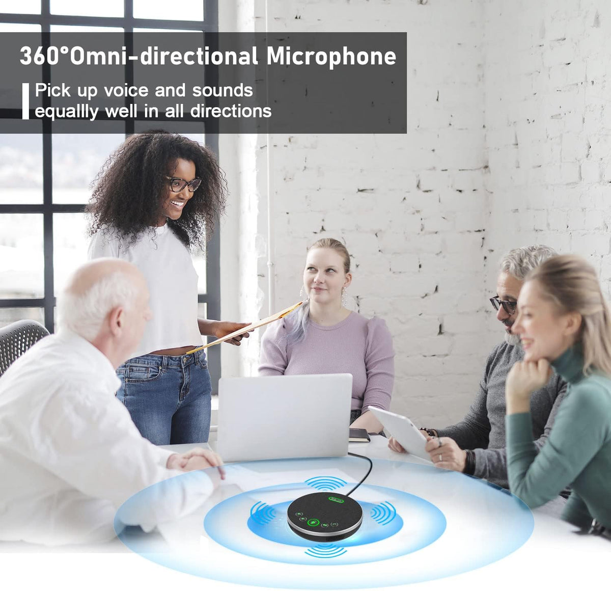USB Speakerphone Conference Microphone with 4 AI Microphones Noise Cancellation T269