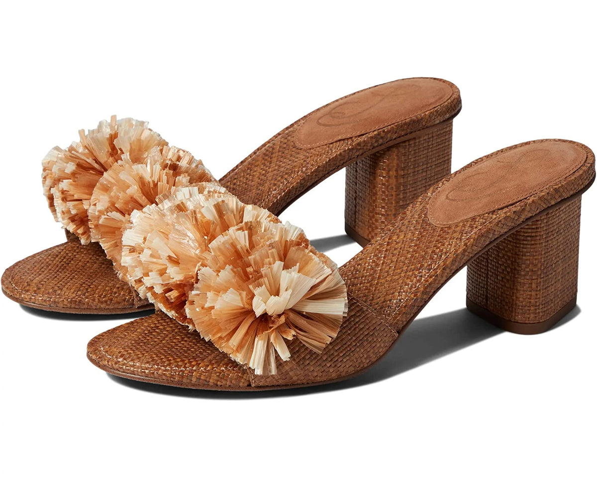 Brown Slip On Block Heeled Mules P24956
