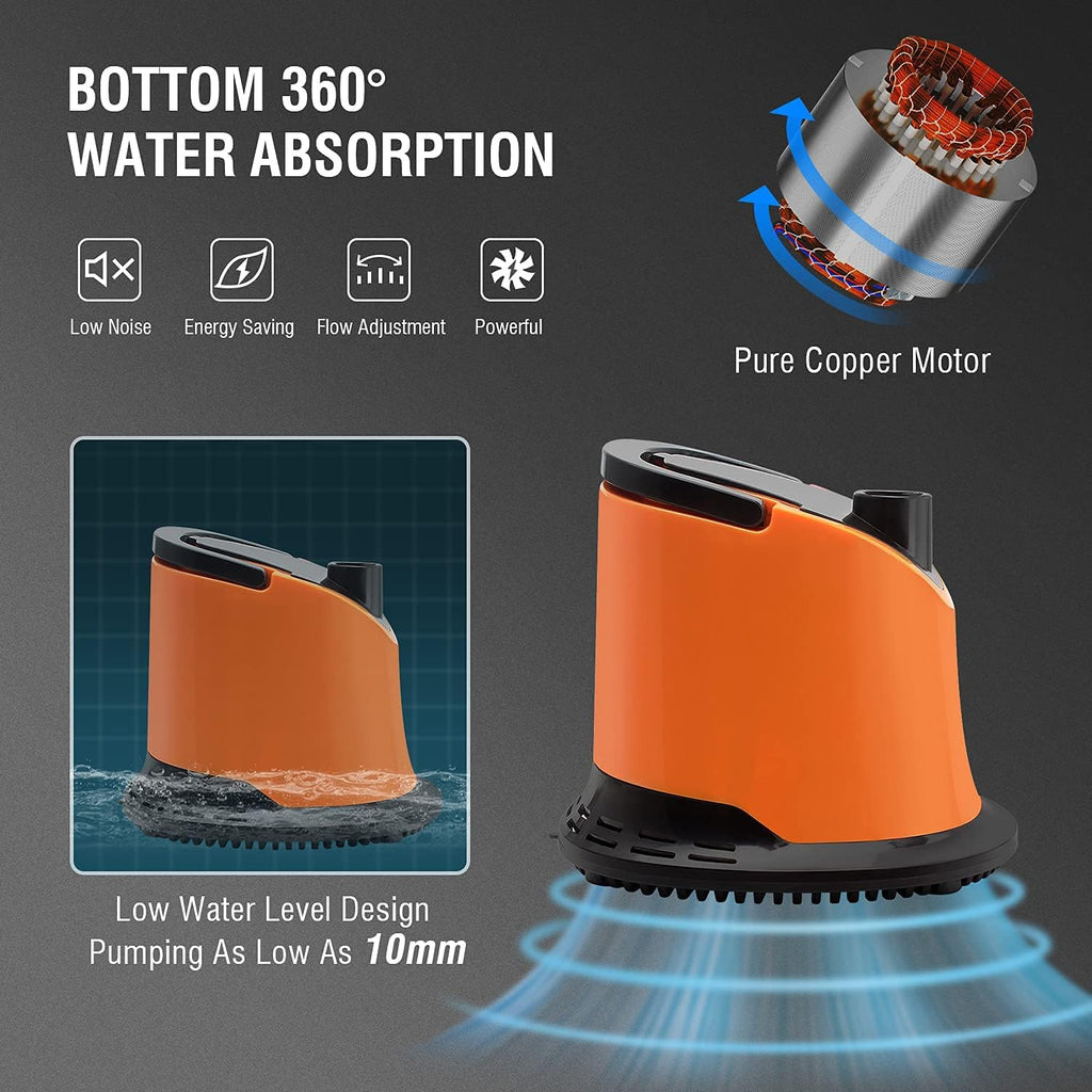 1100 GPH Submersible Water Pump with Adjustable Bottom Filter, Pack of 2 E588440