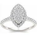 3/4 Carat T.W. Diamond 10kt White Gold Pear-Shape Cluster Engagement Ring J9148