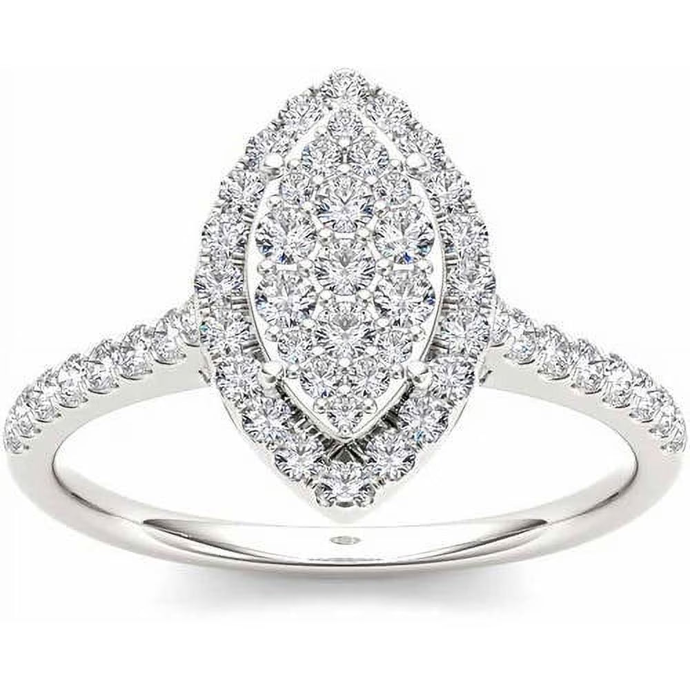 3/4 Carat T.W. Diamond 10kt White Gold Pear-Shape Cluster Engagement Ring J9148