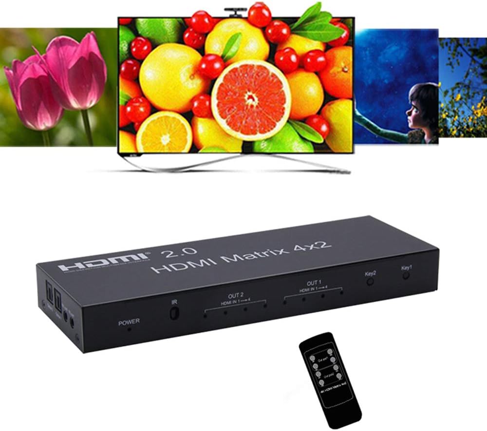 4K HDMI 2.0 Matrix 4X2 Switch with Optical & L/R 3.5mm Output D64894