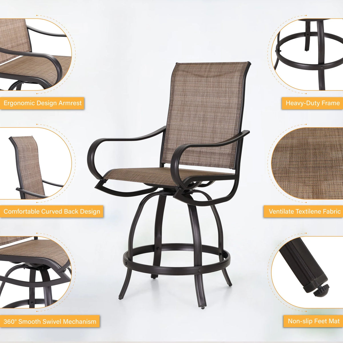 2 Piece Outdoor Swivel Bar Stools Q404600