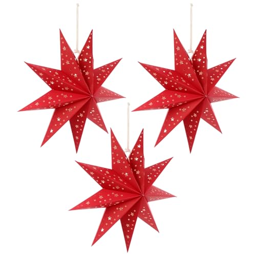 3Pcs Paper Star Lantern Lampshade Hanging Decorations M70455