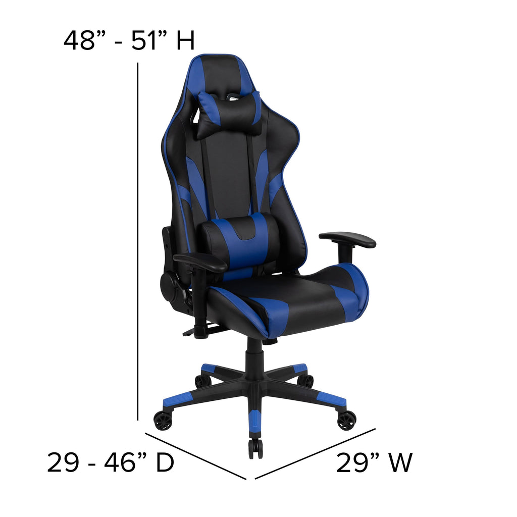 Black Reclining Gaming Chair Set with Cup Holder and Headphone Hook S449