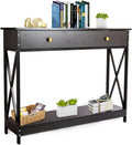 Narrow Wood Sofa Table with Drawer and Shelf J424436