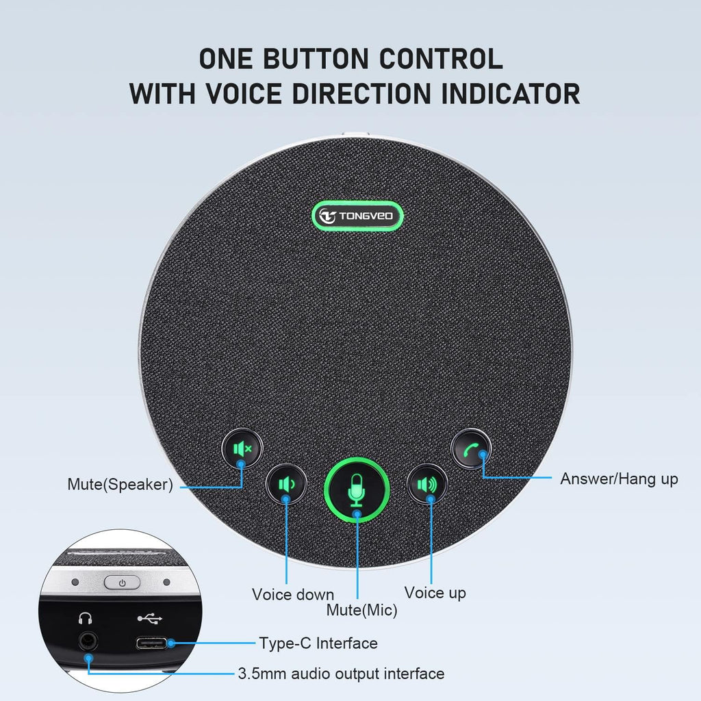 USB Speakerphone Conference Microphone with 4 AI Microphones Noise Cancellation T269