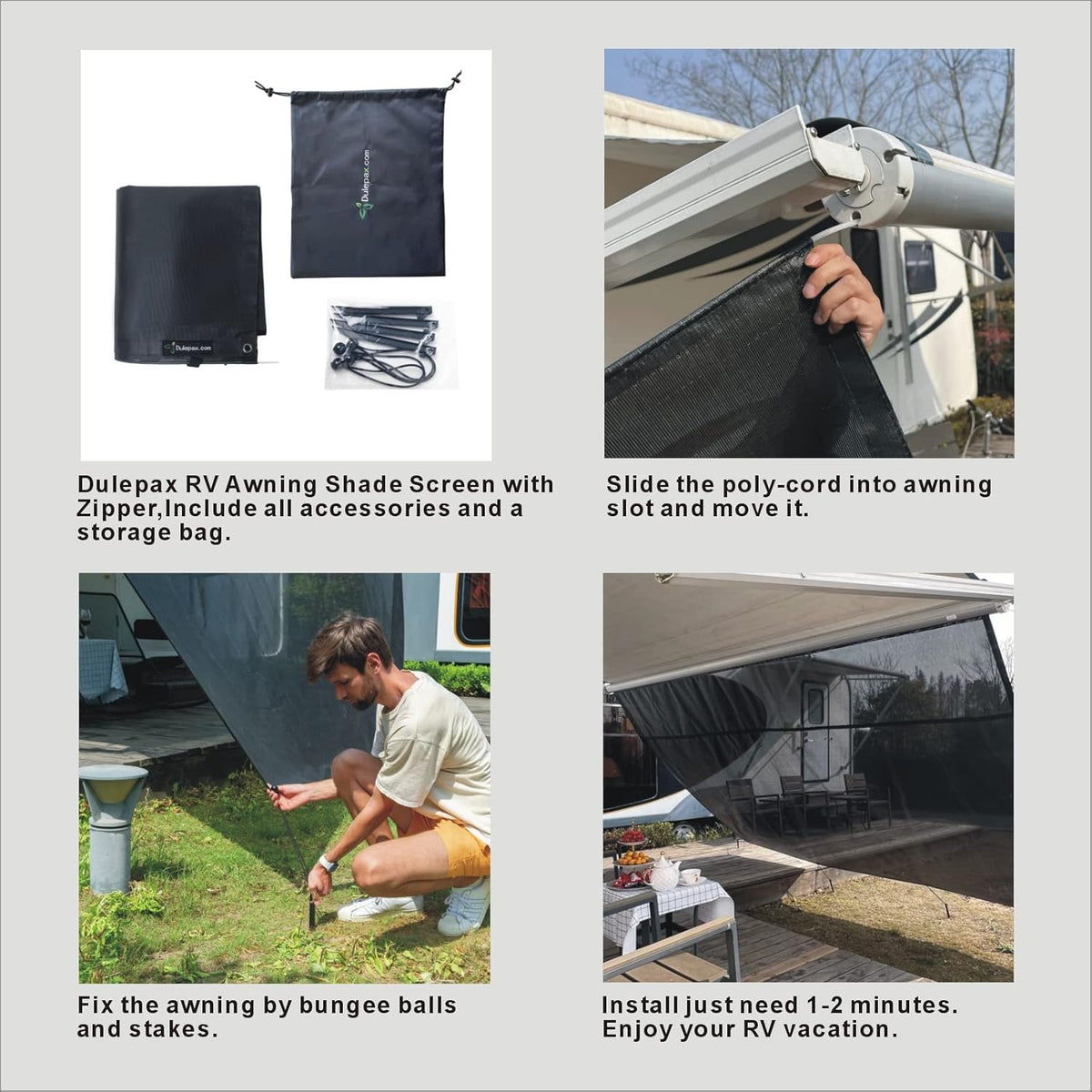 RV Awning Shade Screen 8'X15'3'' with Zipper S77565