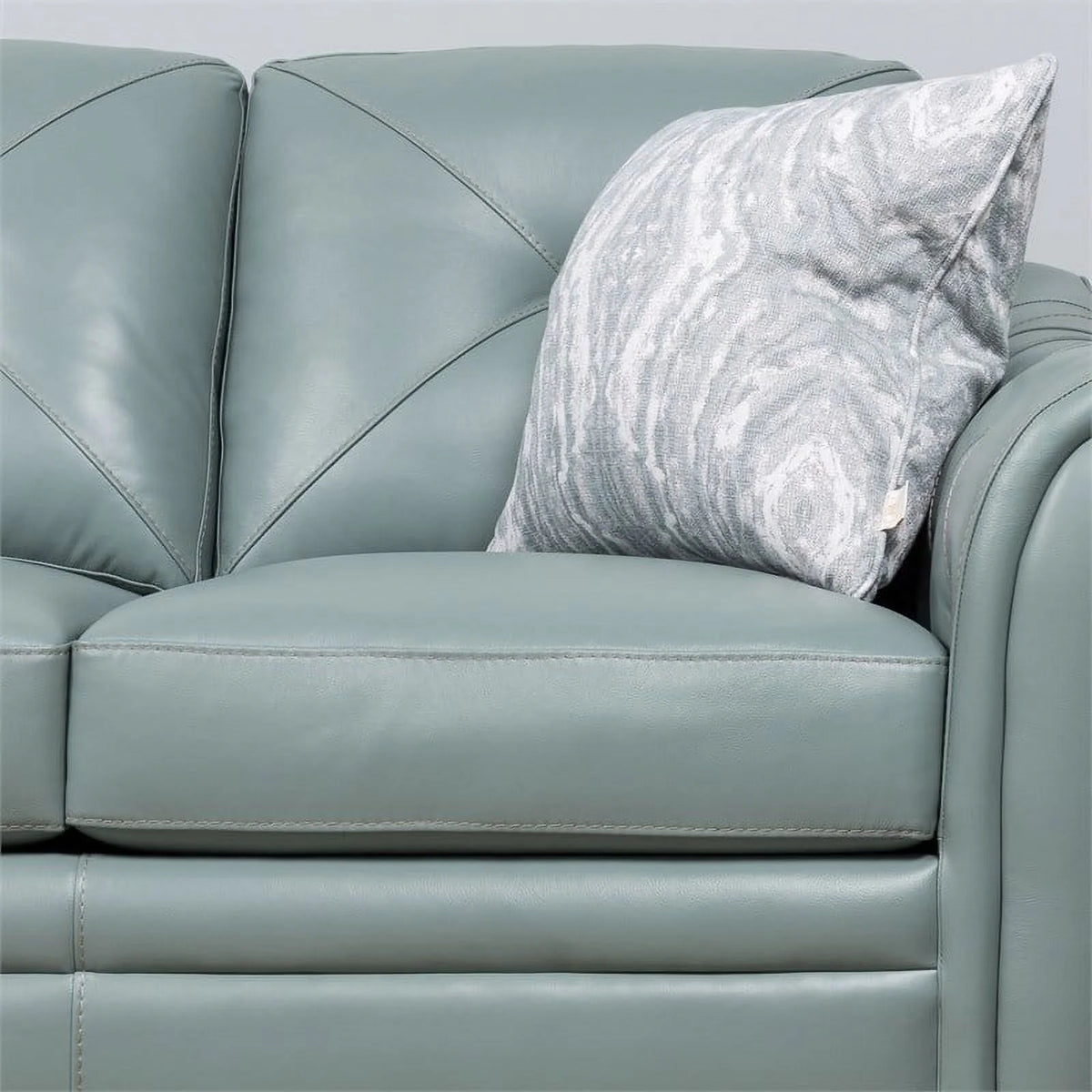 Spa Green Leather Tufted Back Sofa P678