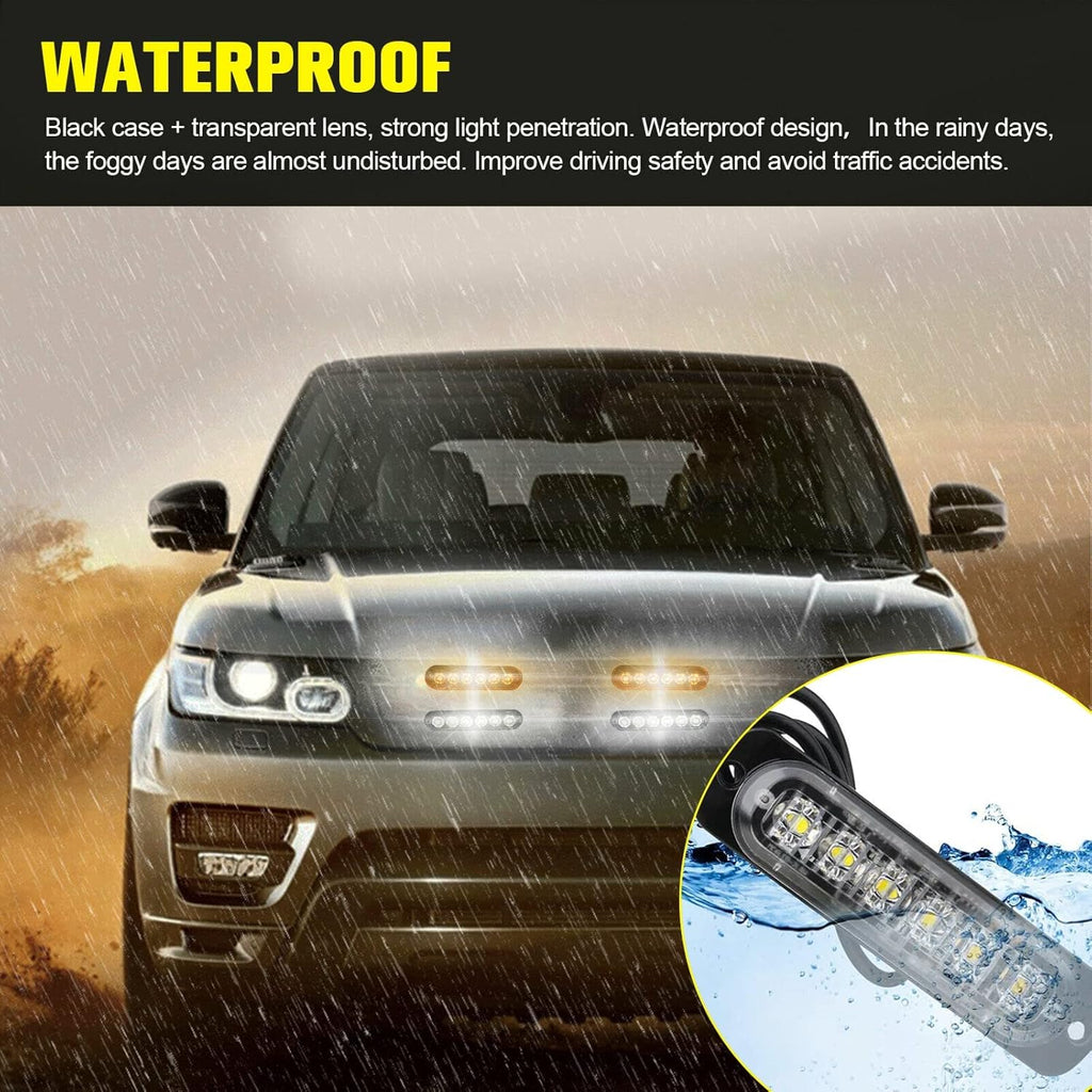 16Pcs LED Emergency Strobe Lights with Control Switch, Amber White, Pack of 2 N749