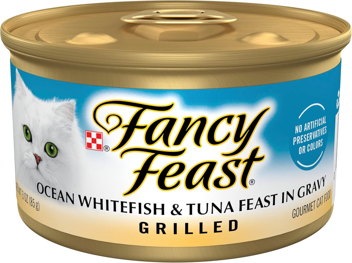 Grilled Wet Cat Food Ocean Whitefish and Tuna Feast in Gravy, Pack of 24, 3 oz. Cans G459823