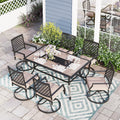 7 Piece Outdoor Patio Dining Set Swivel Chairs and Table W550