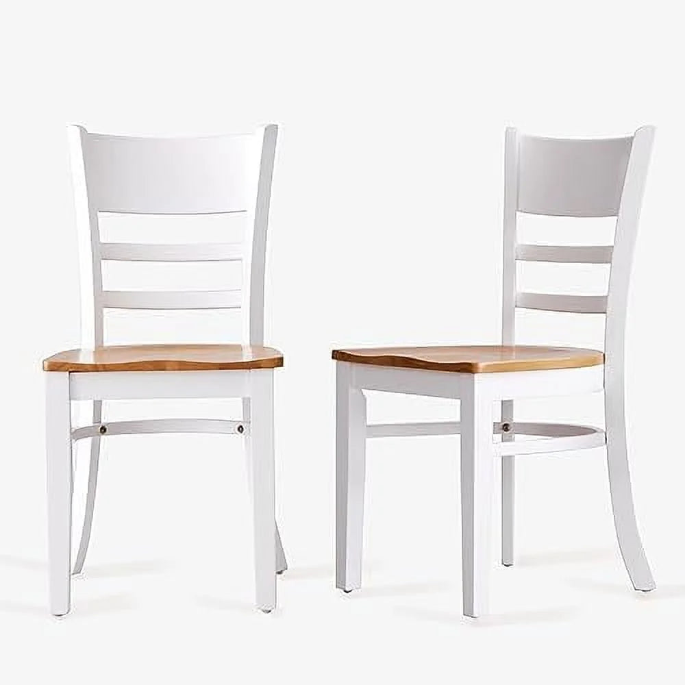 Wooden Dining Chairs Set of 2 Ladder Back Armless Walnut V253085