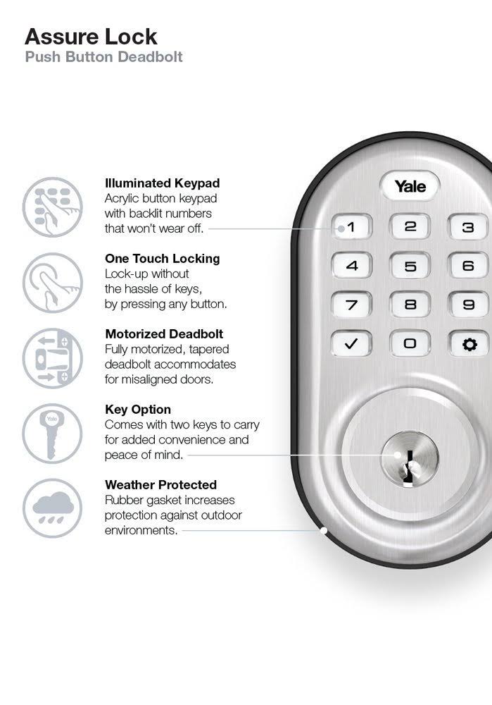 Satin Nickel Finish Push Button Deadbolt with Bluetooth N8114