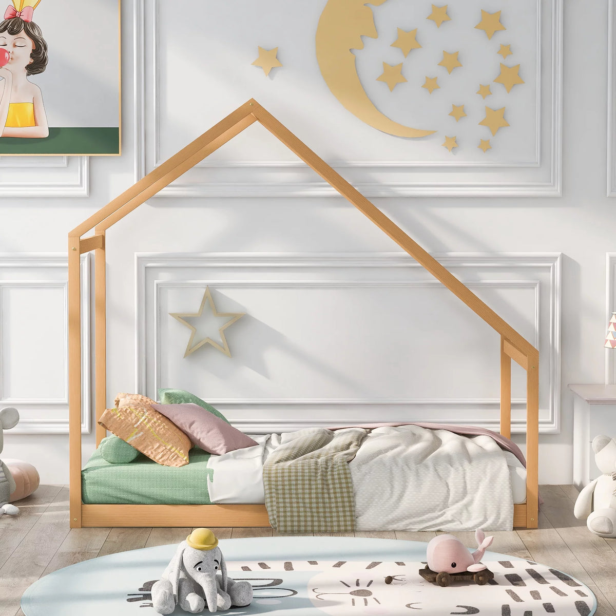 Twin Size Wooden House Bed E111