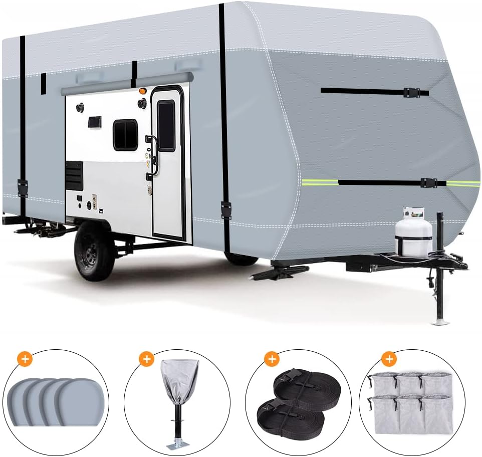 600D Waterproof Oxford Travel Trailer RV Cover 28'7''-31'6'' with Tire Cover B2850