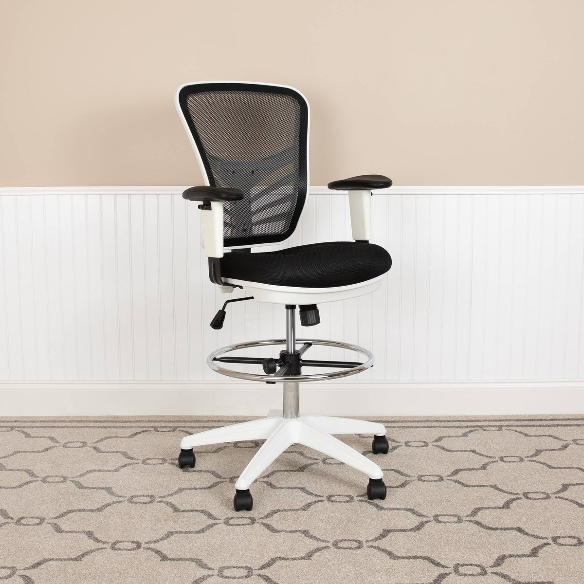 Black Mesh Adjustable Ergonomic Drafting Chair E2898