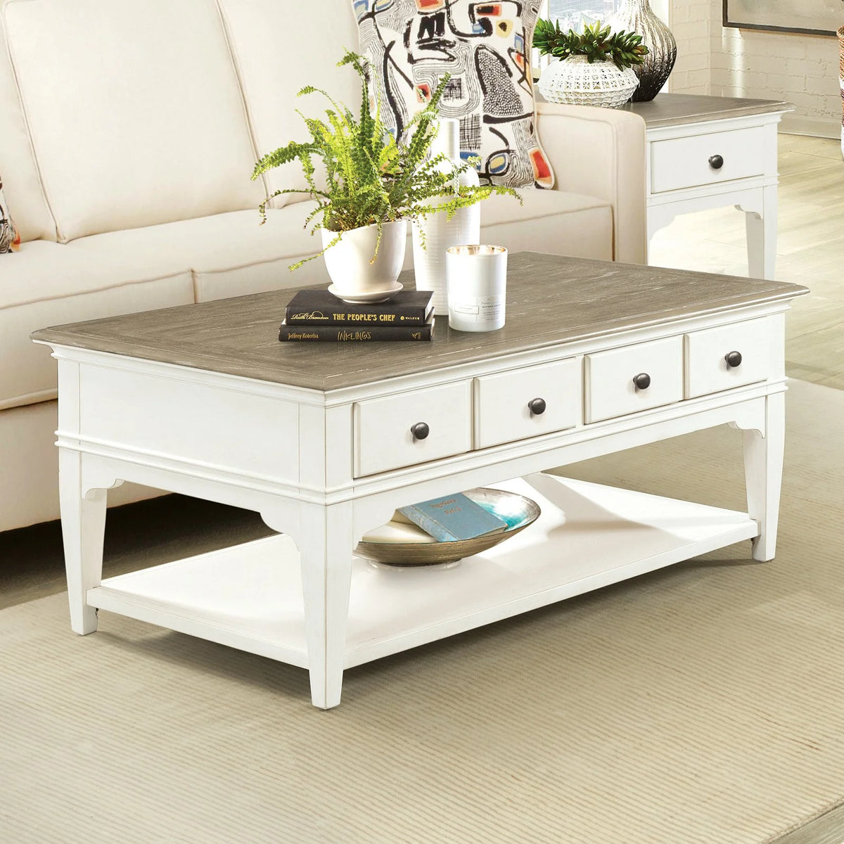 48" x 28" Multi-Color Wood Storage Coffee Table K7159
