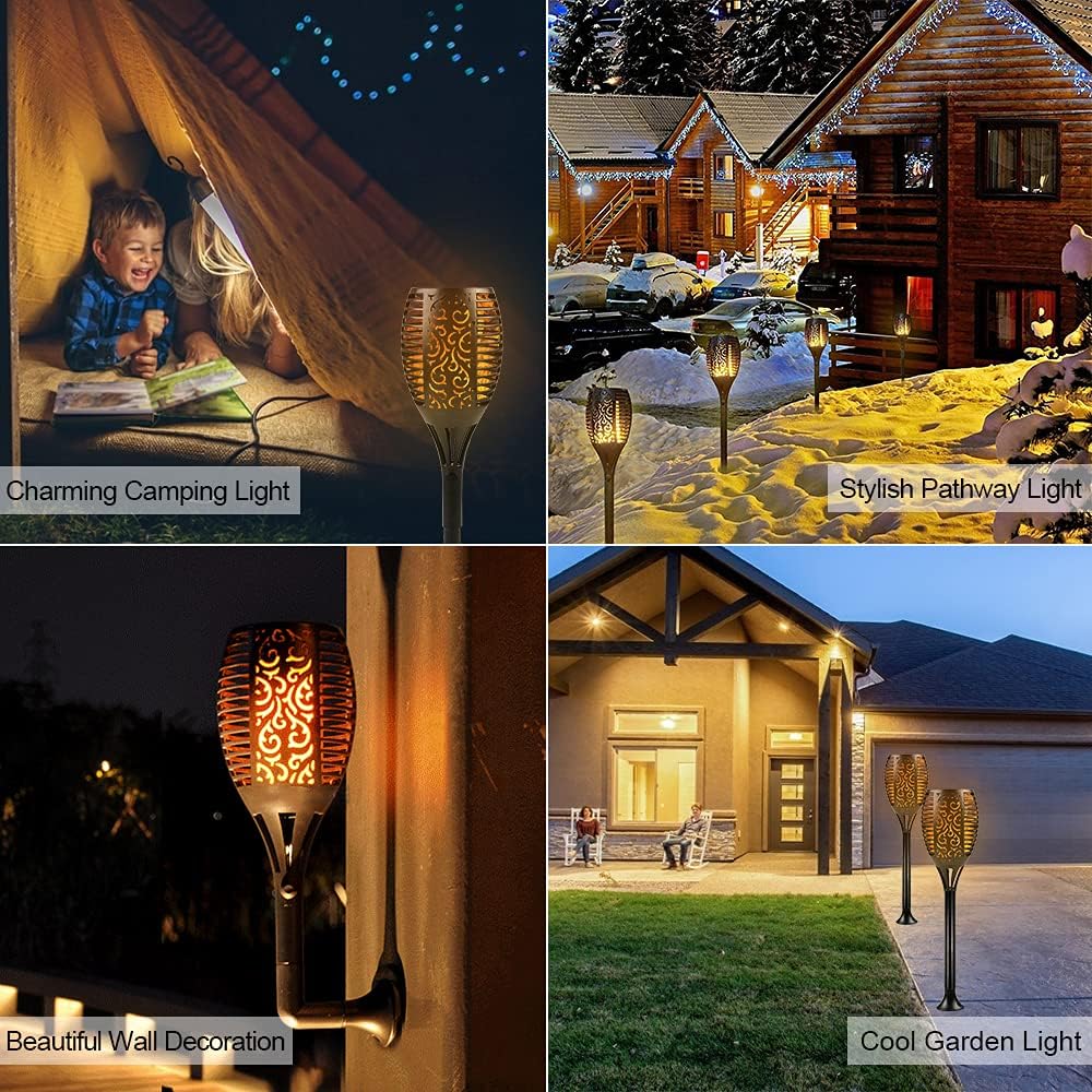 96 LED Waterproof Solar Tiki Torches 4 Pack W53419