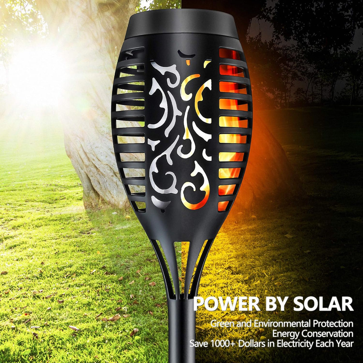 Solar Torch Lights Outdoor Garden Lawn Lights with Realistic Flickering Flames N587