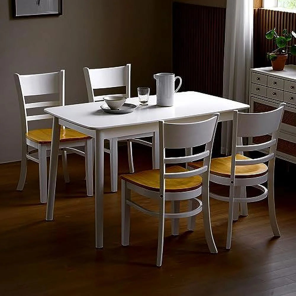 Wooden Dining Chairs Set of 2 Ladder Back Armless Walnut V253085