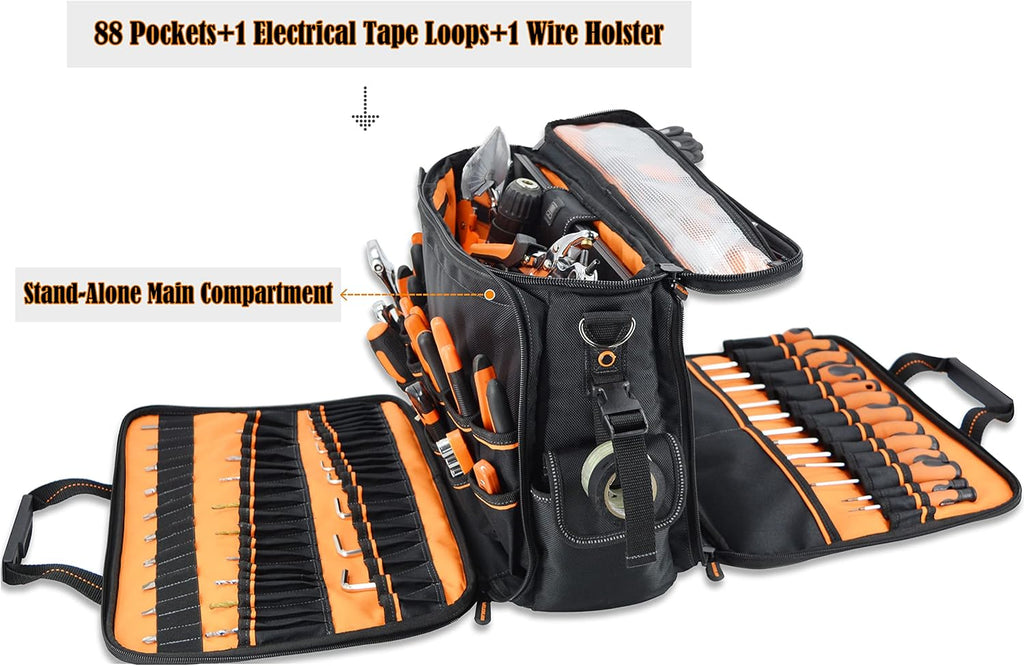 Electrician Tool Bag with 88 Pockets K853