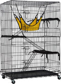 4-Tier 48 Inches Cat Cage Crate Cat Playpen with Hammock Cat Bed Doors Ramp Ladders Shelves B182135