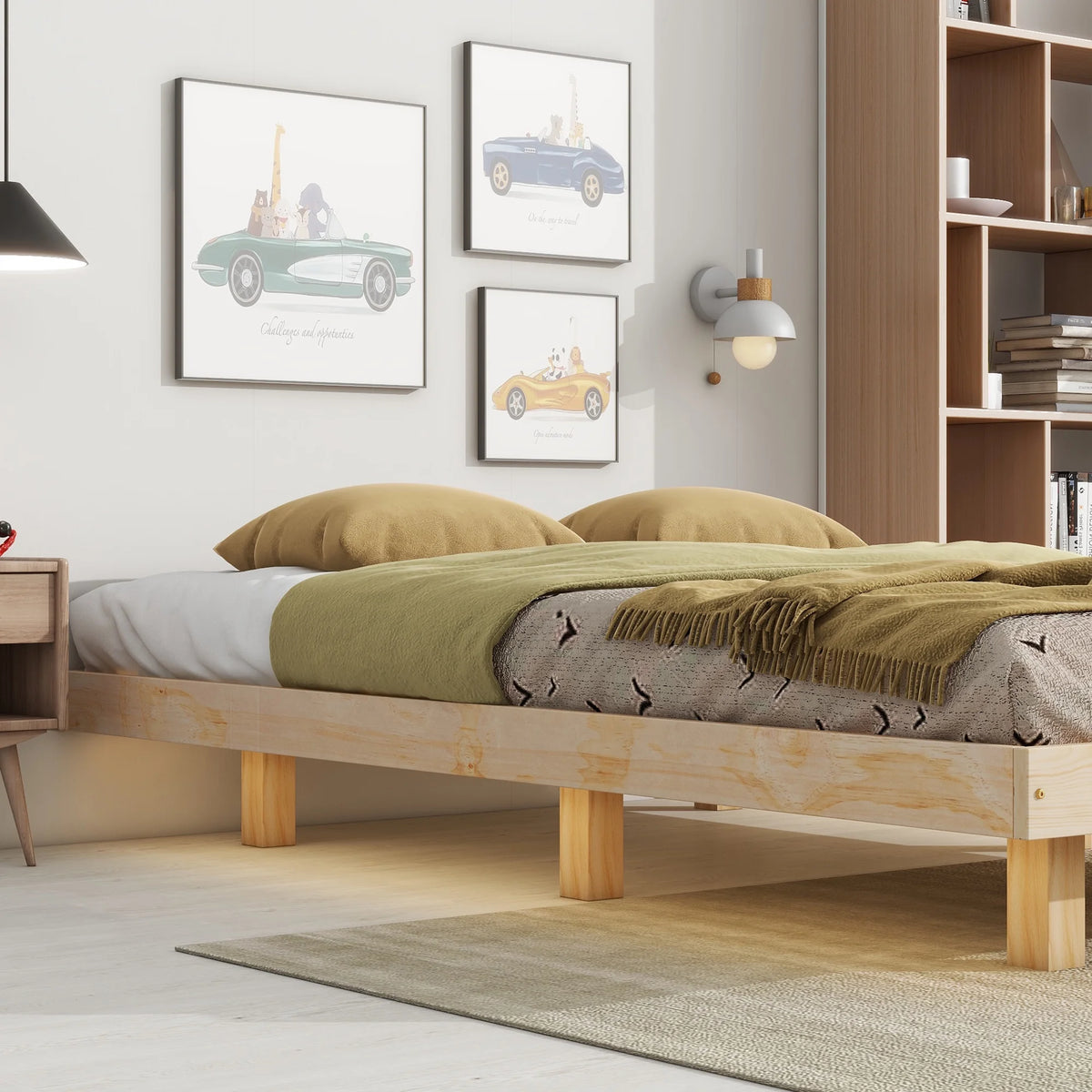 Full Size Low Profile Platform Bed with LED Lights S816