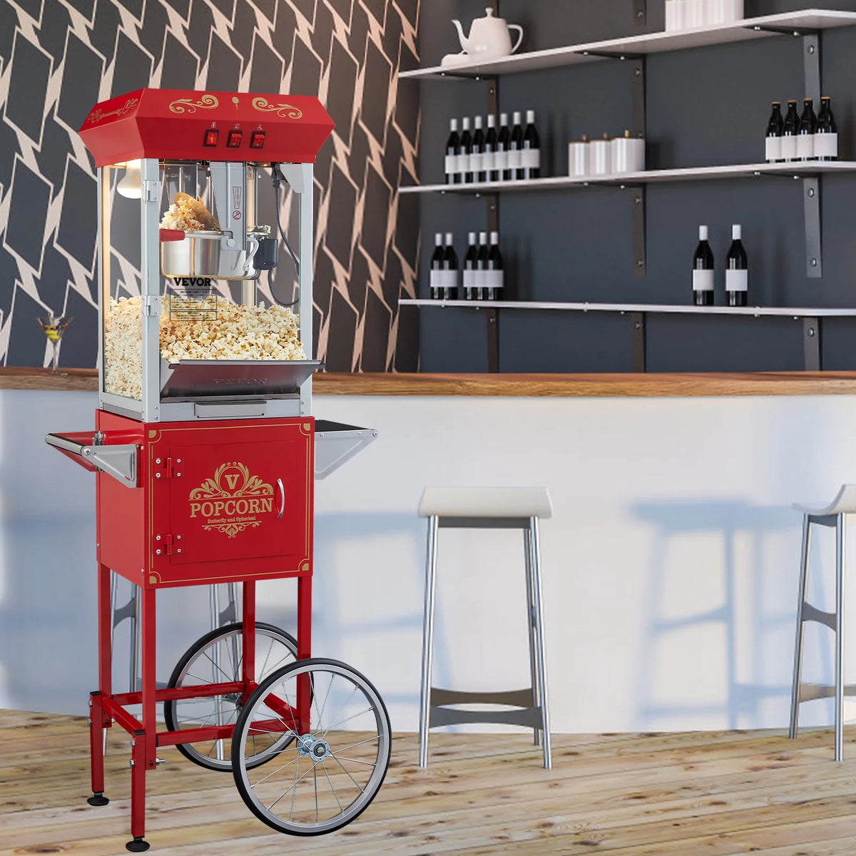 8 oz 48 Cups Red Popcorn Maker Cart H2693