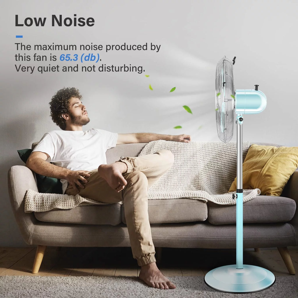 Metal Pedestal Fan, Quiet Oscillating Standing Fan with Height Adjustable H8663