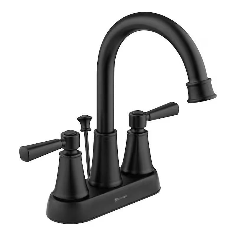 4 in. Centerset Double Handle High-Arc Bathroom Faucet in Matte Black E317