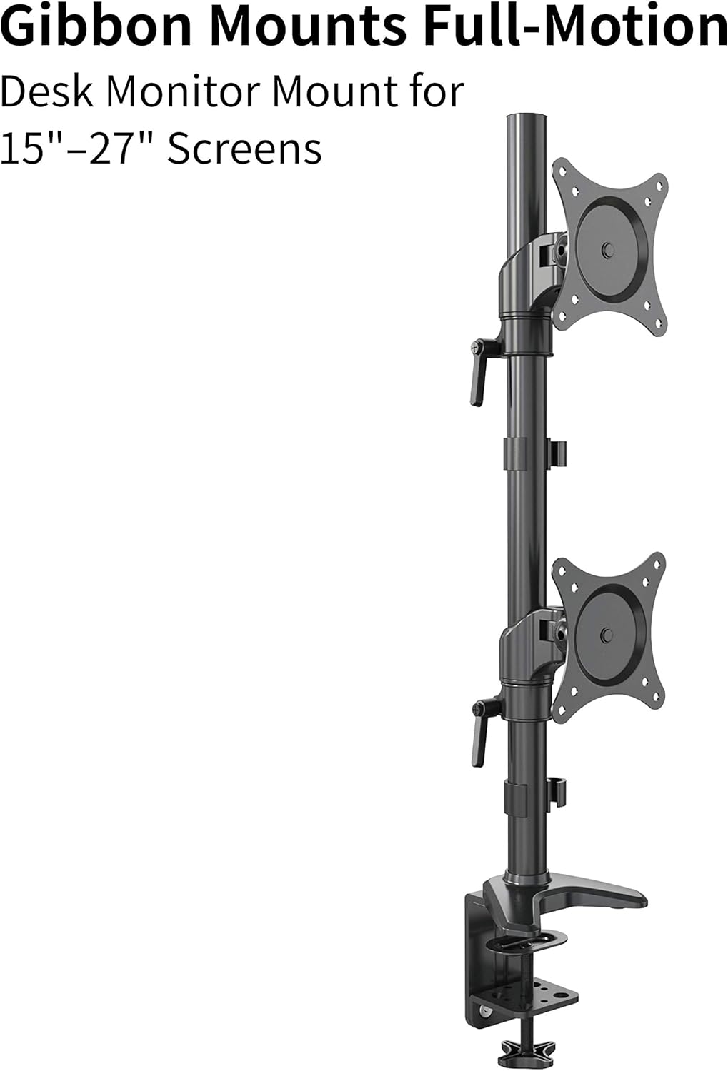 Vertical Dual Monitor Mount, Height Adjustable Heavy Duty C-Clamp and Grommet Mounting Base, VESA 75*75mm/100*100mm W2406