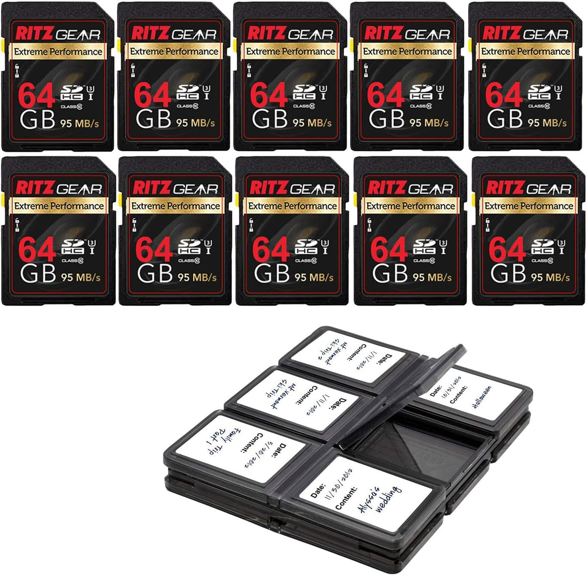 64GB UHS-I SDXC Memory Card 3 Units + Holder Pack of 2 X88349
