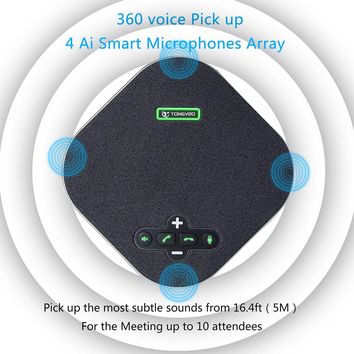 USB Speakerphone Conference Microphone with 4 AI Microphones Noise Cancellation T269