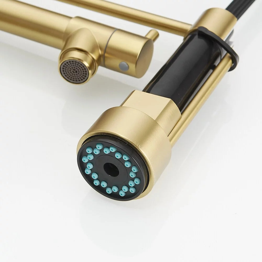 Brushed Gold Kitchen Faucet with Pull-Down Sprayer M459383