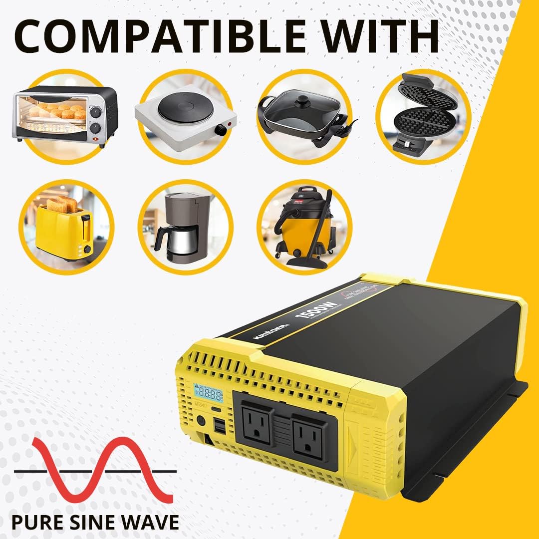 1500 Watt 12V Pure Sine Inverter Dual AC Outlets & USB X46303